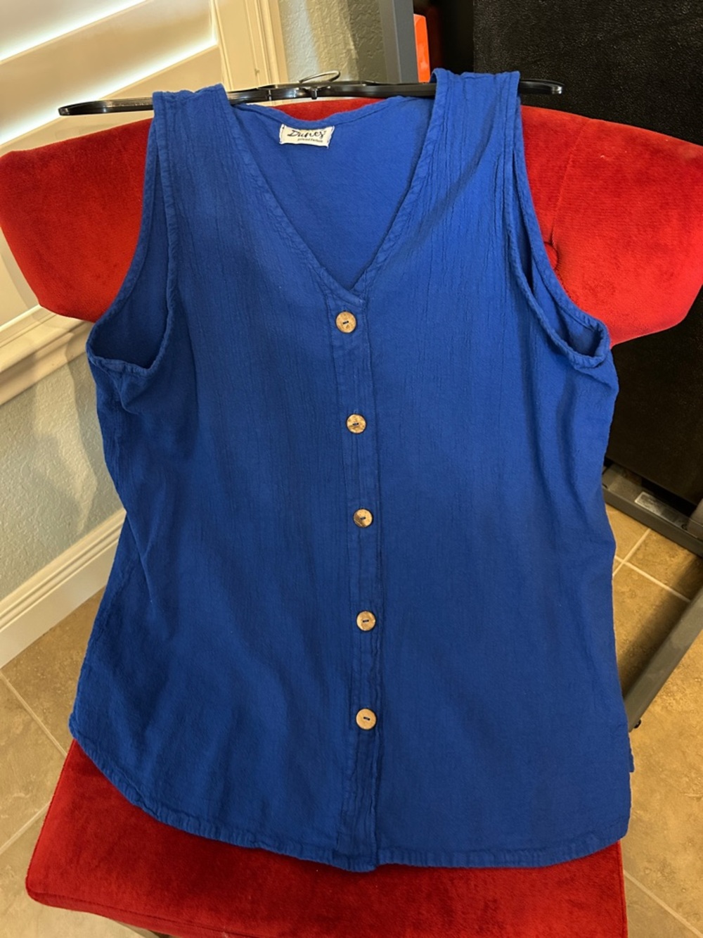 Sleeveless Button-Front Tunic in Royal Blue by Dunes